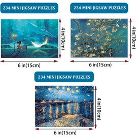 3 Pack Small Jigsaw Puzzles for Adults Challenging Puzzle Small Puzzles Mini Jigsaw Puzzles for Adults 234 Pieces Rhone River Flowers Moonlight Girl Tiny Puzzles 6 x 4 Inches