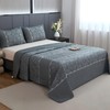 Queen Size Quilt, Embossed Floral and Grid Reversible Bedspread Set,