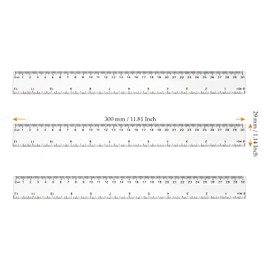 MUKCHAP 20 Pieces 30cm/12 Inch Plastic Ruler, Clear Straight Ruler with Inches and Metric, Transparent Ruler Measuring Tool for School Office