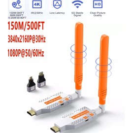 Coolpie Wireless HDMI Transmitter Receiver 4K 2160P 500FT 5.8G fr PC/TV/Projecto