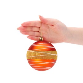 Christmas Concepts® Pack of 5-100mm Large Baubles - Shiny, Matte & Bead Design - Christmas Decorations (Copper & Gold)