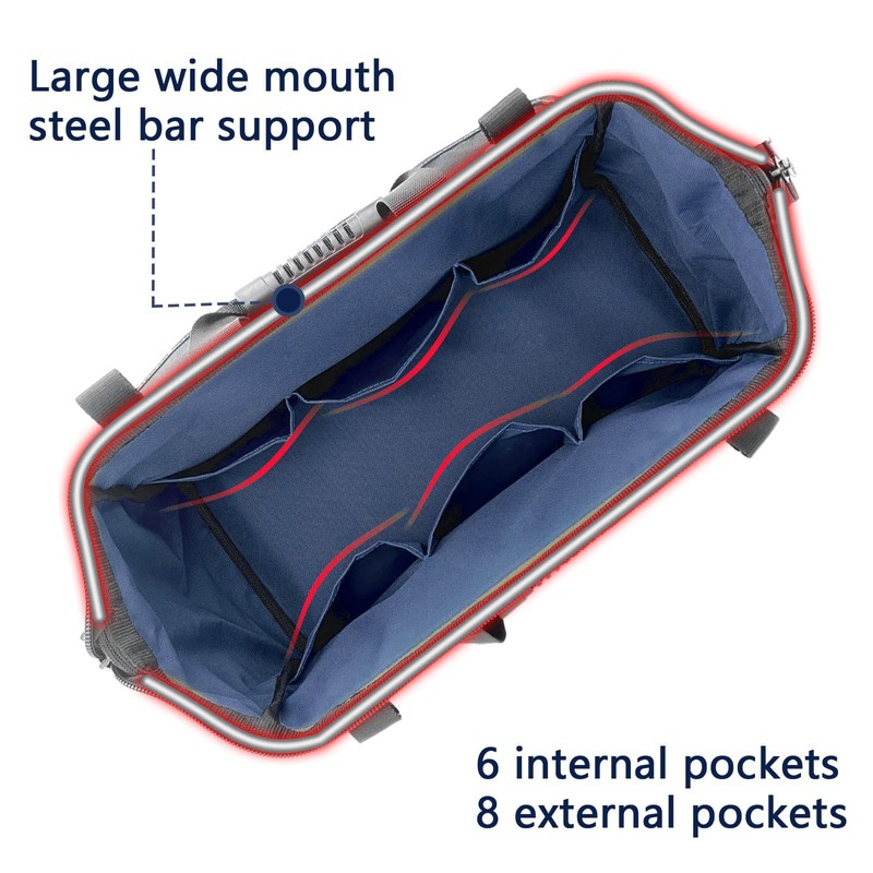 Oseeny 16-inch tool box Non-slip feet adjustable shoulder strap 14