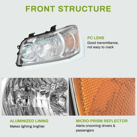 AUTOSAVER88 Headlights Assembly Compatible with 04 05 06 2004 2005 2006 Highlander 04-06 2004-2006 Headlamps Pair Chrome Housing Amber Reflector