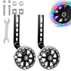 ALI2 Kids Bike Stabilisers for Childs, Bicycle Training Flash Wheels for Kids Compatible with 12 14 16 18 20 Inch Kids' Variable Bicycles & Single-Speed Bikes.(Black)