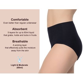 AIRCUTE Washable Absorbenct Urinary Incontinence Underwear for Women, Seamless High Waist Sanding Panties for Bladder Leaks Proof, 3 Packs(Large)