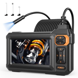 AukonVee Industrial Endoscope with Light, 4.3" IPS HD Borescope Inspection Camera,8 LED Lights, 16.5FT Semi-Rigid Cable, IP67 Waterproof Sewer Camera, Automotive & Industrial Tools