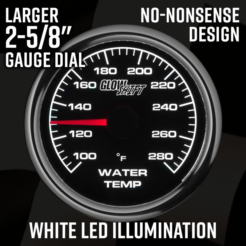 GlowShift 2-5/8" Racing 280F Mechanical Water Coolant Temperature Gauge Kit