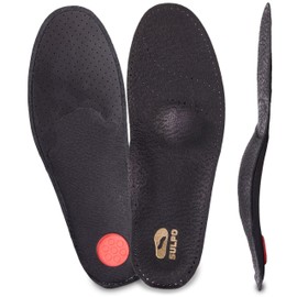 SULPO Orthopaedic Insoles, Comfort Genuine Leather Shoe Insoles with Arch Support for Flat Foot and Metatarsal Discomfort, Insoles Shoes for Men and Women, 1 Pair (Black, 38)