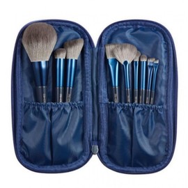 Portable Makeup Brush Set with Travel Pouch 9 Pieces 2ea