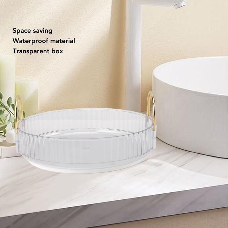 Round Storage Tray 360 Degree Rotating Waterproof Clear Desktop Organizer