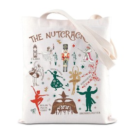 ENSIANTH Nutcracker Inspired Tote Bag Sugar Plum Fairy Lover Gift Ballet Ballerina Shoulder Bag Ballet Recital Dance Gifts (Ballet flower bag)