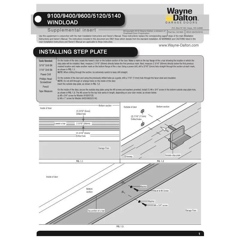 Wayne Dalton Garage Door Step Plate, Taupe