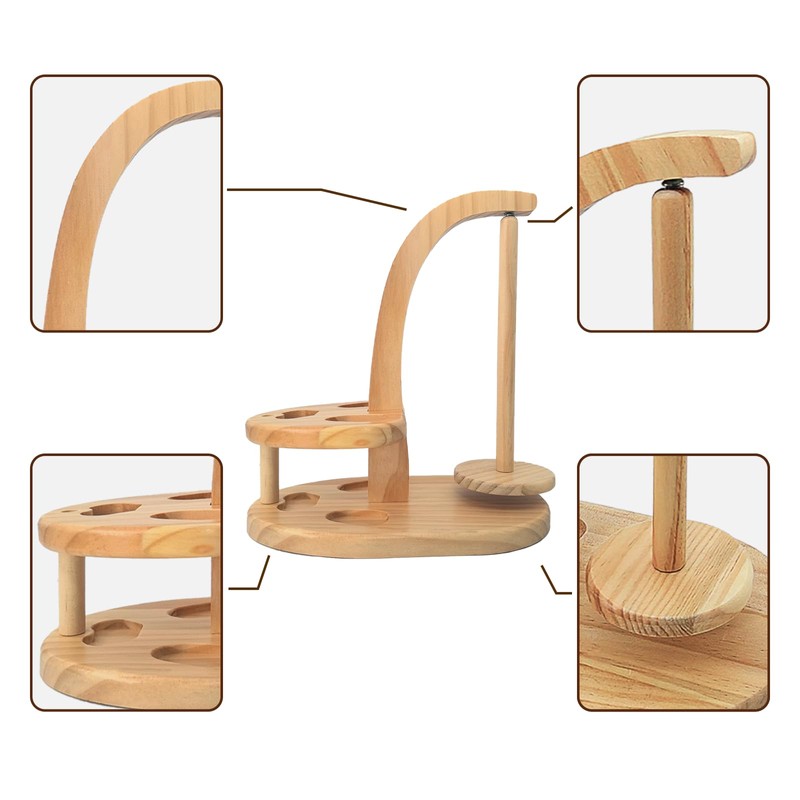 HahaGo Yarn Holder Magnetic, Wooden Spindle with Double Spindles, Spinning