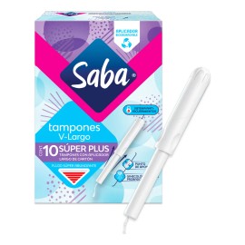 Tampones Saba Súper Plus con Aplicador 10 pzas