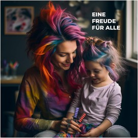 Magicat Haarkreide für Mädchen I Ostergeschenke Kinder 2024 Set I 20 Farben & 10 Haargummis I auswaschbare Kinder Haarfarbe I Hair chalk I Geschenk für Mädchen I Kreativität zu Ostern