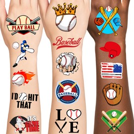 96 PCS Baseball IndividallyTemporary Tattoos, Baseball Tattoos Stickers, Baseball Party Favors, Baseball Party Decorations, Baseball Birthday Decorations, Baseball Gifts Rewards Activity