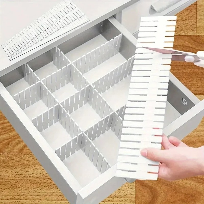 OrganiMax Adjustable Plastic Space Separation Tool Desk and Drawer Organizer