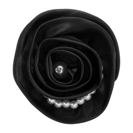 PATIKIL Fabric Flowers Brooches Pearls Vintage Silk Flowers Brooches Elegant Flower Pins for Women Hat Dress Shirt Tie Corsage Black, Pearl
