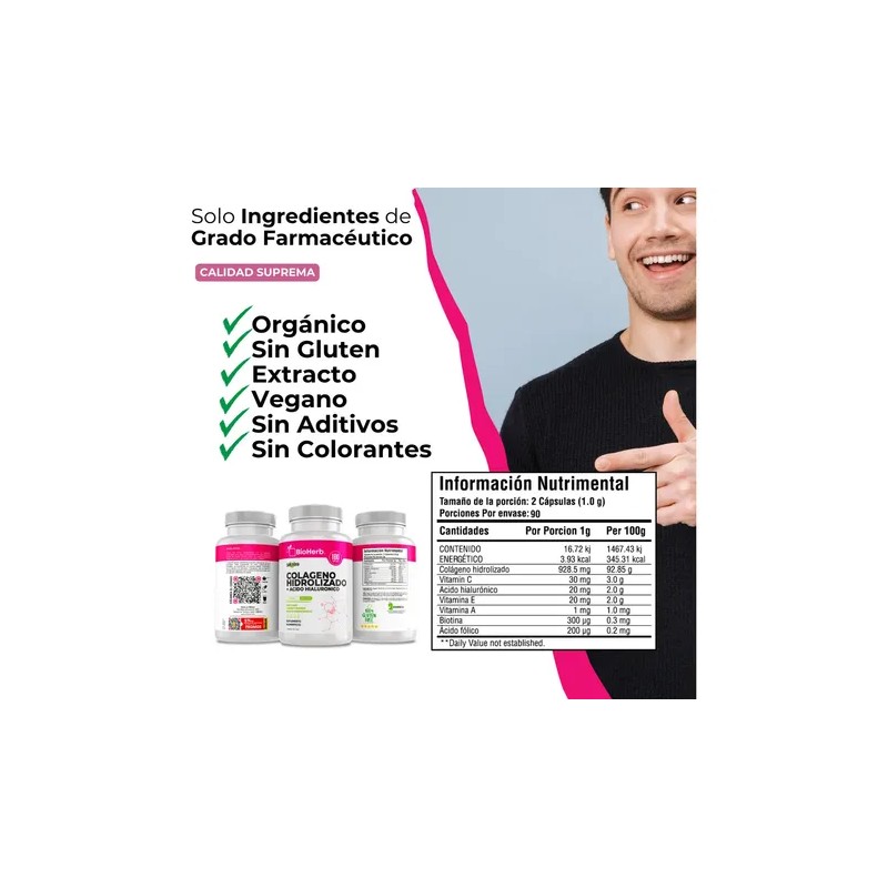 BioHerb | Colágeno Hidrolizado + Ácido Hialurónico de Alta Concentración