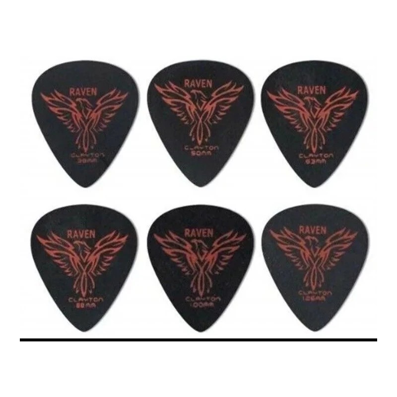 Clayton Standard Black Raven Acetal Non Slip Picks 0.38 mm
