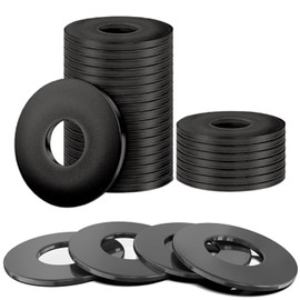 50Pcs M6 Washers Black, Flat Washers Stainless Steel M6 X 18Mm, Smooth Surface And Corrosion Resistance Waterproof Round Metal Penny Washer Din9021 For Screws And Bolts (M6 50PCS)