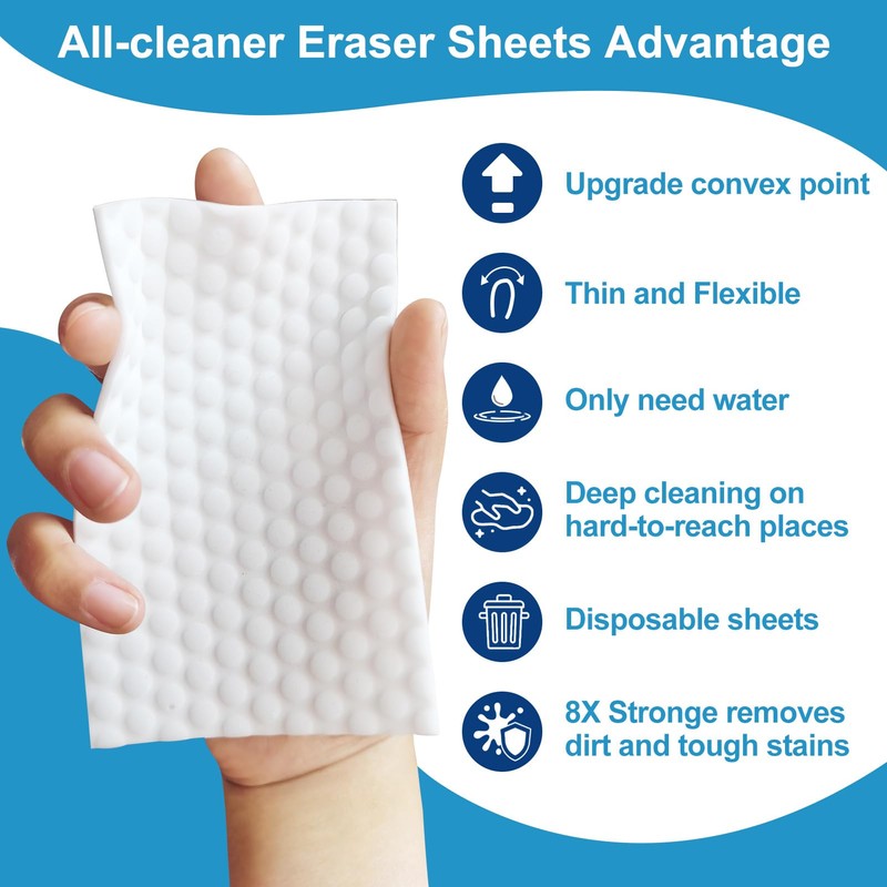 52 Count Upgrade Convex Point Magic Sponge Eraser Sheets,Disposable Portable