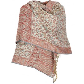 GURU SHOP Indian scarf, stole with paisley pattern, shoulder scarf, men/women, green, synthetic, size: one size, Motif 8, Unit size