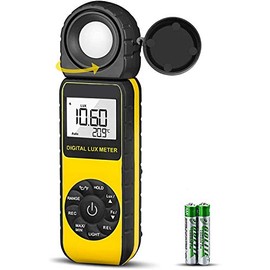 Light Meters 881D Digital Illuminance Meter Ambient Temperature Measurer with Range up to 400,000 Lux Luxmeter, Rotatable Head for 270 Degrees, Display 3999, Data Hold, Back Light, Data storag