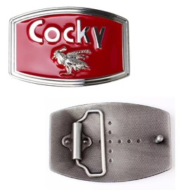 POSKLA Rectangle Casual Animal Mens Cocky Rooster Belt Buckles, Red, MIDDLE