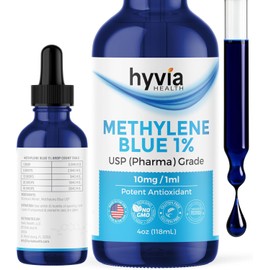 Methylene Blue 1% Value Size USP Pharmaceutical Grade For Humans - 99.99% Purity - Third-Party Tested, ISO-Certified, Formaldehyde & Alcohol Free Liquid Drops - 4fl oz (118mL) with Dropper