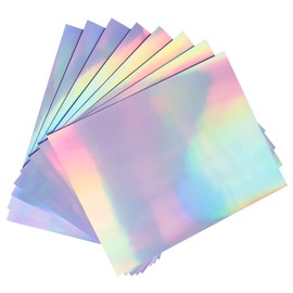 50 Sheets Holographic Sticker Paper, 8.5 x 11 inches Vinyl Sticker Paper for Ink Jet Printer ＆ Laser Printer, Printable Adhesive Waterproof Dries Quickly Sticker Printer Paper