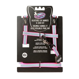 Simon's Cat Harness and Leash Set Fully Adjustable at Neck and Back, Durable Snap Hook and Metal D Ring, with 48" Leash (Pink Flower med)