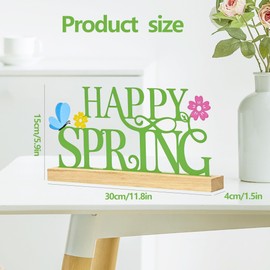 BCCSNNM Metal Happy Spring Sign, Spring Decorations for Home, Spring Flower Butterfly Table Centerpiece Decoration for Home Mantel Office Desk Shelf (Spring)