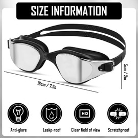 Wvu & Wvo Schwimmbrille Herren Damen, UV-Schutz, Anti-Fog Schwimmbrille Unisex für Erwachsene, Verstellbarer Gurt, Komfortable Passform, Profi Schwimmbrille für Erwachsene und Jugendliche