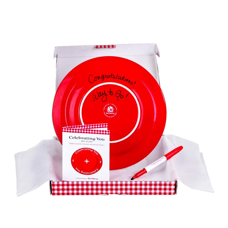 Four Celebrating You Red Plates in Gift Boxes, The Red