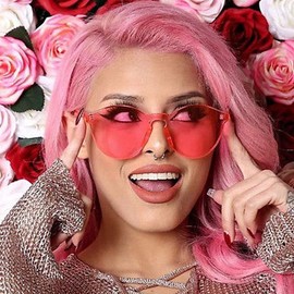 OLINOWL Rimless Sunglasses Oversized Colored Transparent Round Eyewear Retro Eyeglasses for Women Men