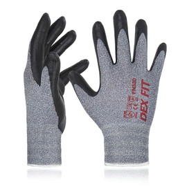 DEX FIT Nitrile Coated Work Gloves FN330-3 Pairs, 3D-Comfort Stretchy Fit, Firm Grip, Thin & Lightweight, Touchscreen Fingers, Protective & Durable, Breathable, Machine Washable; Grey S (7)
