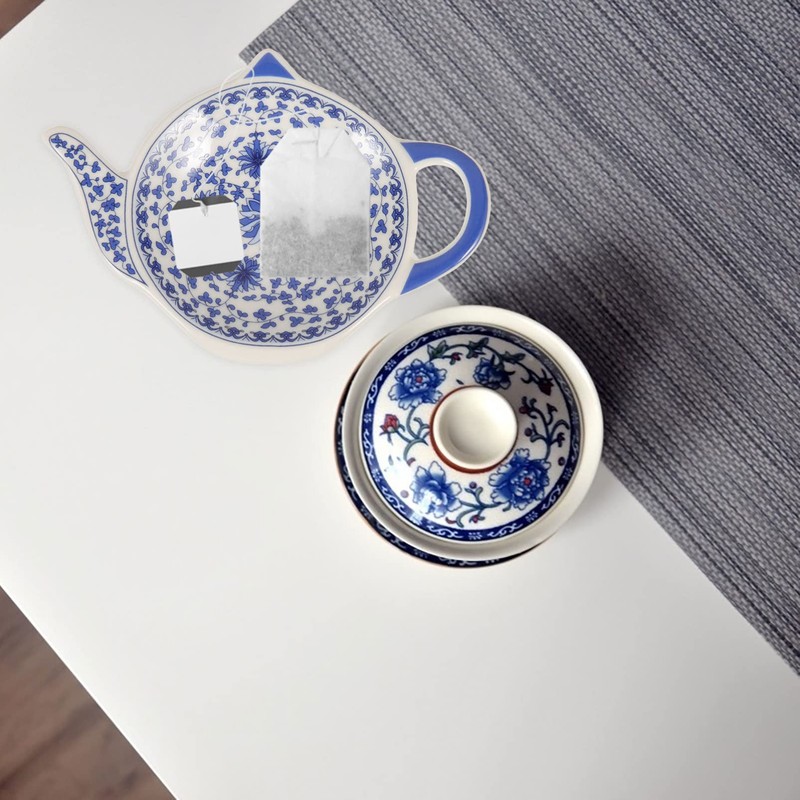 Alipis 4pcs Ceramic Tea Bag Coasters Spoon Rests Teabag Holder
