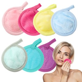 Sugeru® 7 x Flannel Make-Up Pads, Washable, Reusable Cotton Pads, Super Soft Make-Up Wipes, Nursing Pads for Facial Cleansing, Gentle and Skin-Friendly, Suitable for All Skin Types (7 Colours)
