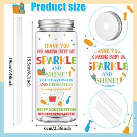 Vesici 12 Pcs Housekeeping Week Gift 14.2oz Thank You Gifts Appreciation Tumbler with Lid and Straw Plastic Reusable Tumbler Bulk Inspirational Gifts Cold Drinking Cup for Women Men Coworker Stuff