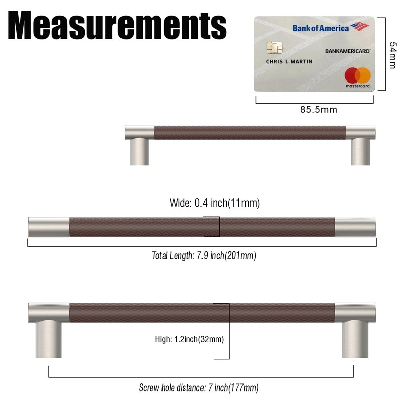 Coinkoly 10 Pack Brown and Brushed Satin Nickel 7 Inch(177mm)