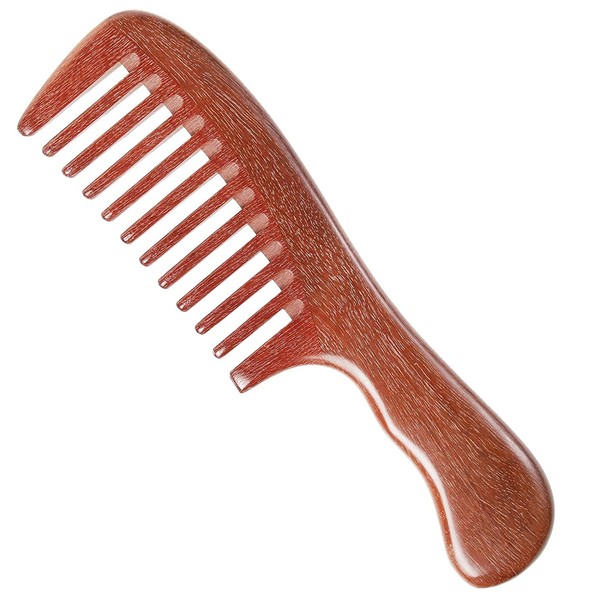 Onedor Handmade 100% Natural Red Sandalwood Hair Combs - Anti-Static Sandalwood Scent Natural Hair Detangler Wooden Comb (Red Sandalwood Wide Tooth)