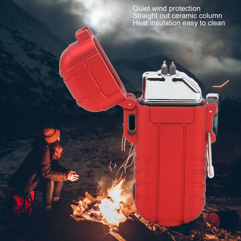 Outdoor Double Arc Electric Lighter Portable Waterproof Flashlight Lighter Charging