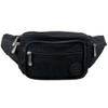 Lorenze Men's Women's Crinkled Nylon Belt Bag, black