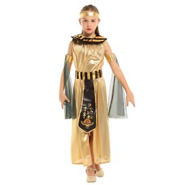 Lito Angels Egyptian Cleopatra Fancy Dress Up Costume Party Outfit with Accessories for Kids Girls Age 12-13 Years, Gold Black