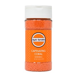 Mystic Sprinkles Solid Color Nonpareils 3.8oz Bottle (Captivating Coral)