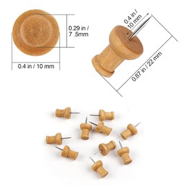50 Pcs of Wood Push Pins, Cork Notice Board Thumb Tacks Wooden Map Pins for Cork Board, Bulletin, Notice Board, Perfect for School Office Use
