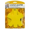 Prime AD5OUTLET 5 Outlet Adapter with Circuit Breaker, Yellow