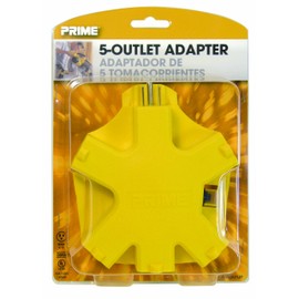 Prime AD5OUTLET 5 Outlet Adapter with Circuit Breaker, Yellow
