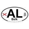 US Decal, Inc. Belk, Alabama Oval Sticker with State Flag